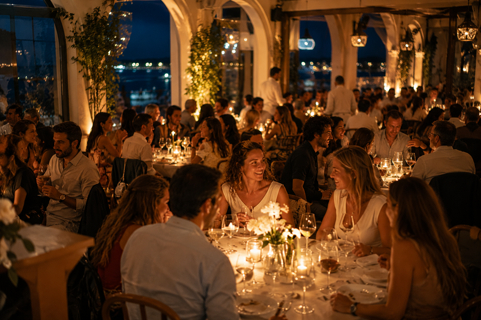 Salón principal de restaurante típico de Gran Canaria lleno de comensales con ropa casual
